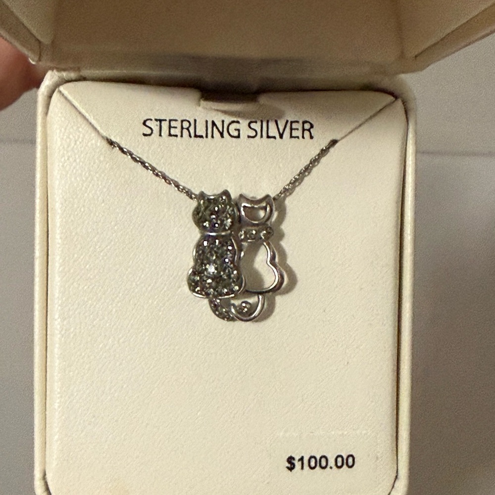 Sterling Silver Cat Pendant Necklace